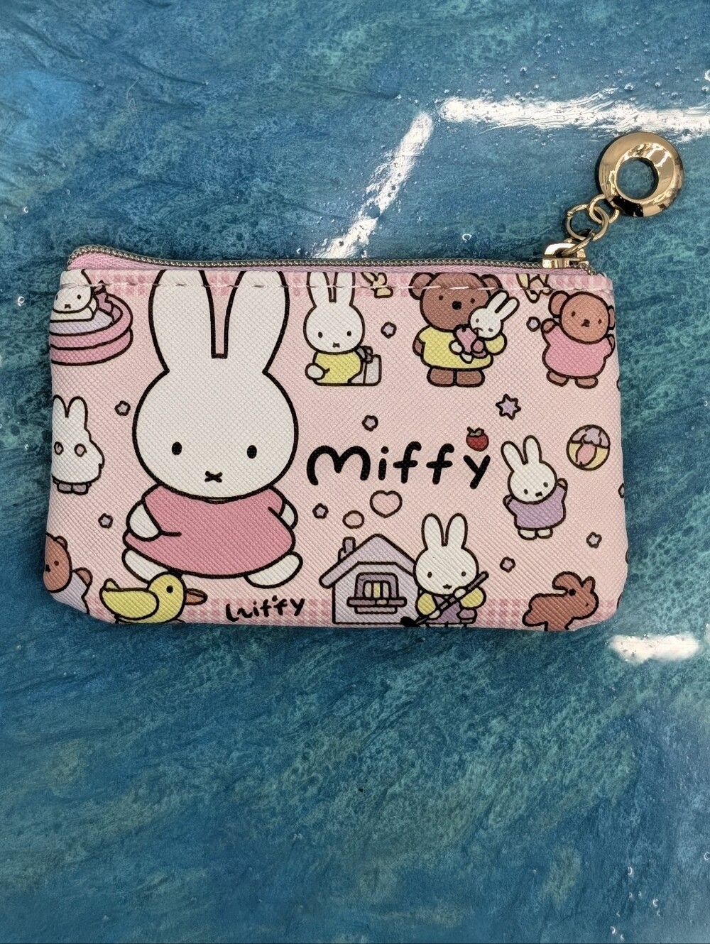 Miffy Pink Coin Purse Keychain Zipper Pouch Double Sided, NEW